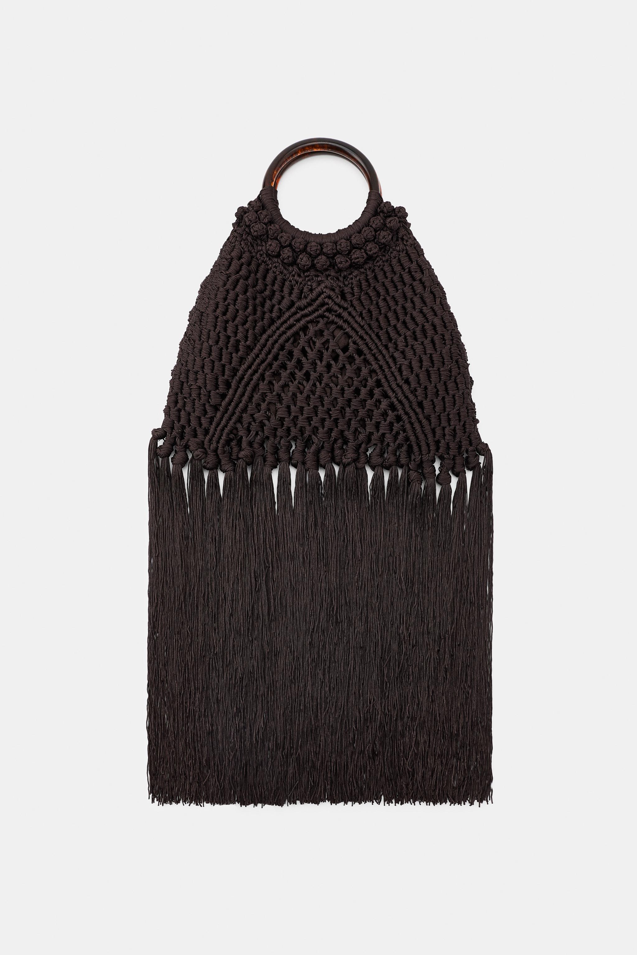 SAC EN TISSU À NŒUDS ET FRANGES